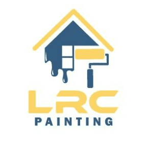 A painting company logo with paint roller and house.